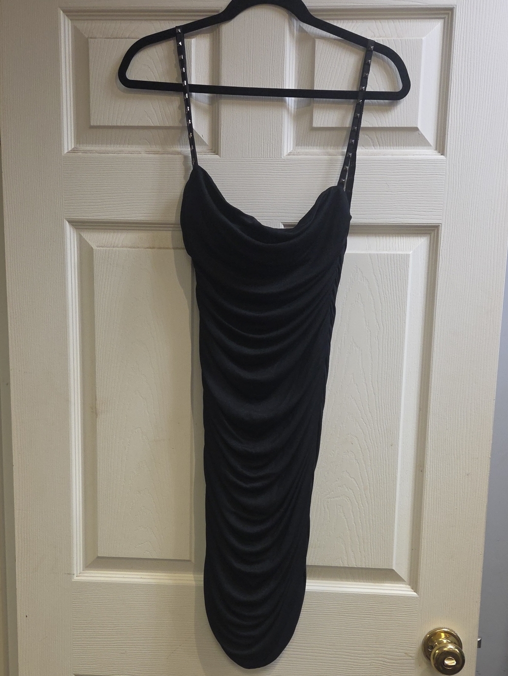 Rock & Republic Black Ruched Cowl Slip Mini Dress